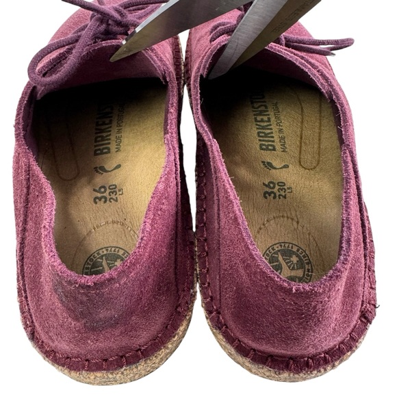 NWOB Birkenstock Gary Maroon Suede Leather Lace-Up Derby Shoes Women's Size 5 - Picture 9 of 16
